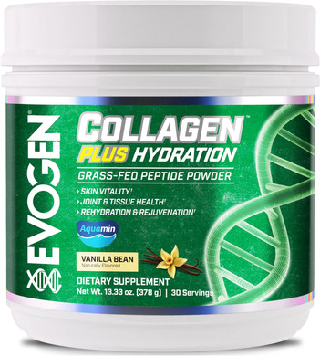 Evogen Collagen Plus Hydration - Grass-Fed Collagen For Women & Men | Collagen Peptides Powder | Collagen Powder Supporting Skin Vitality, Hydration, Joint & Tissue Health | Vanilla Bean | 30 Servings