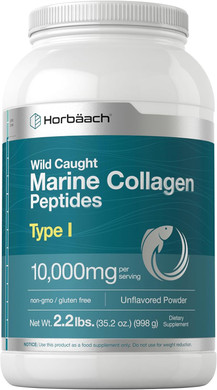 Horbäach Marine Collagen Powder 2.2 Lbs | Hydrolyzed Collagen Peptides | Unflavored | Keto, Paleo, Non-Gmo, Gluten Free Supplement