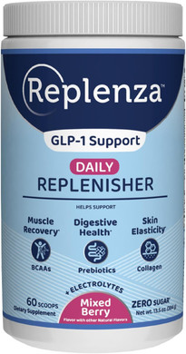 Replenza Daily Replenisher Glp-1 Nutritional Support, Powder, Muscle Recovery, Digestive Health & Skin Elasticity Mix Of Amino Acids, Prebiotics And Collagen Peptides  Berry Flavor, 60 Scoops,13.5 Oz
