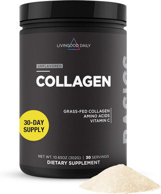 Livingood Daily Vanilla Collagen Powder For Women & Men, Hydrolyzed Collagen Peptides Powder With Vitamin C, Protein With 20 Amino Acids, Type I & Iii, Grass Fed, Keto, Paleo, Gluten Free, 30 Srvgs