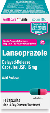 Healthcareaisle Lansoprazole 15 Mg - 14 Delayed-Release Capsules - Acid Reducer, Treats Frequent Heartburn