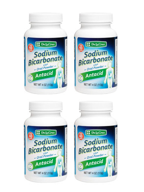 De La Cruz Pure Sodium Bicarbonate - Usp Grade Powdered Bicarbonate Of Soda  Aluminum Free Antacid Powder For Heartburn & Indigestion - 4 Oz (3 Bottles)