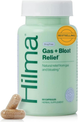 Hilma Natural Gas And Bloating Relief For Women, Doctor Formulated With Organic Ingredients, Lemon Balm, Fennel And Peppermint Leaf, 50 Vegan Capsules