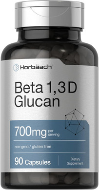 Horbäach Beta Glucan 1 3D 700 Mg | 90 Capsules | Beta 1,3, 1,6 D Glucan | Non-Gmo, Gluten Free Supplement