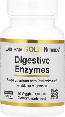California Gold Nutrition Digestive Enzymes, Broad Spectrum, Suitable For Vegetarians, 90 Veggie Capsules