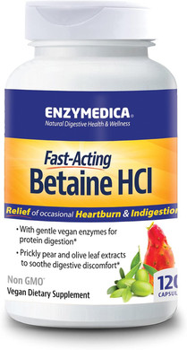 Enzymedica, Betaine Hcl, Occasional Heartburn And Indigestion Support, 60 Capsules