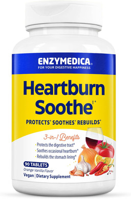 Enzymedica, Heartburn Soothe, Fast-Acting Digestive Aid, Vanilla Orange, 90 Chews (45 Servings)