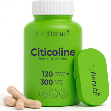 Citicoline 300Mg - From Cdp Choline, 120 Vegetarian Capsules, Supplement For Cognitive Performance & Mental Sharpness, 4-Month Supply, Gmp Certified, Made In Usa