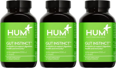 Hum Gut Instinct (30-Day Supply) - Daily Probiotics For Digestive Health For Women And Men - Lactobacillus + Bifidobacterium Strains For Bloating, Immune Support + Healthy Gut Diversity