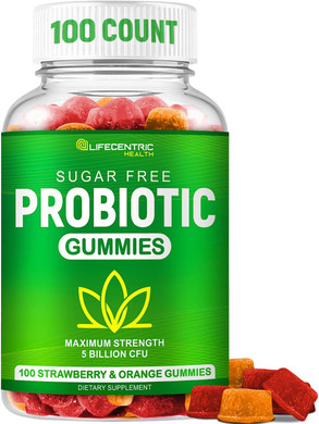 Probiotic Gummies For Adults And Kids Max Strength 5 Billion Cfu | Organic Sugar Free Gummies For Digestive Health | 100 Count Vegan Gluten Free Chewable Probiotics Gummies For Men Women And Children