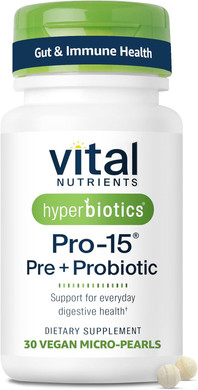 Hyperbiotics Vital Nutrients Pro-15 Prebiotics + Probiotics For Women And Men | 15 Science Backed Strains | Supports Occasional Constipation, Diarrhea, Gas & Bloating | 30 Vegan Time Release Pearls