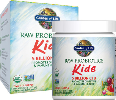 Garden Of Life Organic Raw Probiotics For Kids - 5 Billion Cfu Children'S Acidophilus, Bifido Probiotic Powder Supplement With Fruit And Veggie Prebiotics For Digestive & Immune Health - 60 Servings