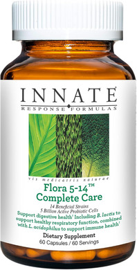 Innate Response Formulas Flora 5-14 Complete Care - Probiotic Supplement - 5 Billion Cfu - 14 Probiotic Strains - Supports Digestive Health - Vegetarian - Made Without 9 Food Allergens - 60 Capsules