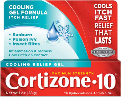 Cortizone 10 Maximum Strength Cooling Relief Gel 1 Oz., 1% Hydrocortisone Anti-Itch Gel, Cools On Contact