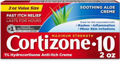 Cortizone 10 Maximum Strength Anti-Itch Cream With Aloe, 1% Hydrocortisone Anti-Itch Cream, 2 Oz