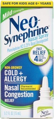 Neosynephrine Nasal Spray For Cold & Sinus Relief, Fast Relief, Pharmacist Recommended, Clear, Mild Strength, 0.5 Fl Oz