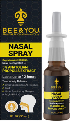 Bee And You Propolis Nasal Spray, 100% Pure Propolis Extract, Sinus & Congestion Relief, Natural Decongestant, Allergy Support, Nasal Moisturizing Spray | 1 Fl Oz