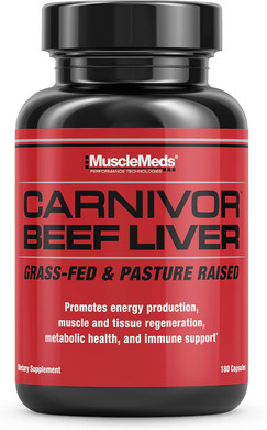 Musclemeds Carnivor Beef Liver Capsules, Energy Production, Muscle Recovery, Immunity, Non-Gmo, Liver Health Supplement, Grass Fed 180 Capsules