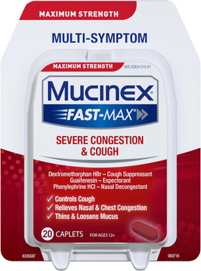 Mucinex Fast-Max Severe Congestion & Cough Caplets, 20 Count