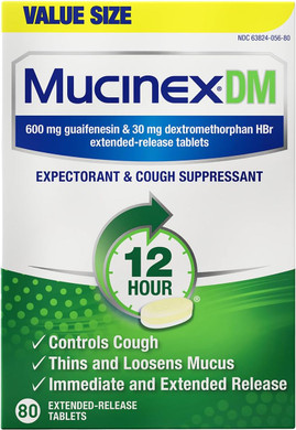 Mucinex Dm 12Hr Chest Congestion & Cough Medicine For Adults, Cold And Cough Medicine For Excess Mucus Relief, 600 Mg Guaifenesin & 30 Mg Dextromethorphan Hbr, 80 Bi-Layer Tablets