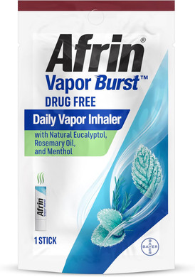 Afrin New Vapor Burst, On-The-Go Daily Inhaler, 100% Drug Free, Infused With Natural Eucalyptol, Rosemary Oil, And Menthol 0.8 Ml