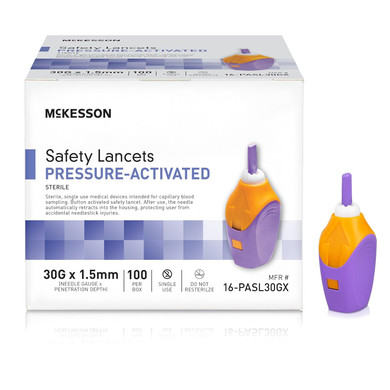 Mckesson Lancets For Diabetes Testing [100 Count] Lancing Device For Blood And Glucose Test, 26G X 1.8 Mm, Pressure-Activated, Sterile, Single Use