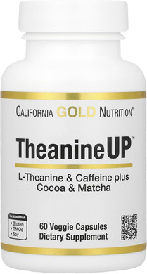 California Gold Nutrition Theanineup, L-Theanine & Caffeine Plus Cocoa, And Matcha, 60 Veggie Capsules