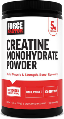 Force Factor Creatine Monohydrate Powder, 5G Micronized Dose To Support Muscle Growth, Strength, Recovery, Cognitive Health & Memory, Unflavored, 60 Servings