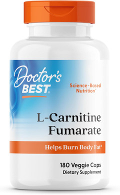 Doctors Best L-Carnitine Fumarate From Biosint, Helps Burn Body Fat, Non-Gmo, Gluten Free, Soy Free, Vegan 180 Veggie Caps