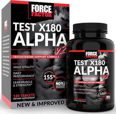 Force Factor Test X180 Alpha Testosterone Booster For Men, Testosterone Supplement With Patented Fenugreek & L-Citrulline To Promote Lean Muscle, Strength, Energy, Power & Performance, 120 Capsules