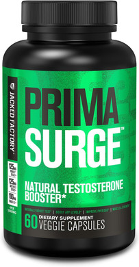 Jacked Factory Testosterone Booster For Men Primasurge - W/Tongkat Ali, Primavie, Ashwagandha - Boost Vitality, Muscle Growth & Energy | Natural Test Booster Supplement - 120 Veggie Pills