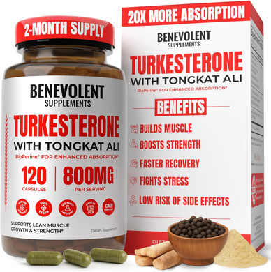 Bene Turkesterone With Tongkat Ali & Bioperine (Max Absorption) - Highest Purity 8,000Mg Turkesterone Supplement For Men & Women - Increase Stamina, Muscle Growth, Drive & Recovery, 2 Months Supply