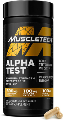 Muscletech Testosterone Booster For Men, Alphatest - T-Boost Mens Supplement With Tribulus Terrestris & Boron - Daily Male Gym Workout Supplements For Muscle Growth, Stamina & Energy - 240 Pills