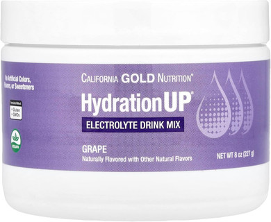 California Gold Nutrition Hydrationup®, Electrolyte Drink Mix With Vitamin D, Calcium, Iron And Potassium, Grape, 8 Oz (227 G)