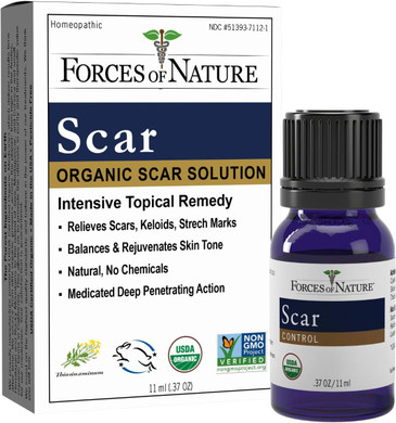 Forces Of Nature Scar Treatment, Reduce Stretch Marks, Surgical Scars, Old And New Scars, Burn Scars, And Keloids, Organic Homeopathic Medicine For Skin Care, Promotes Healthy Skin, 0.37 Fl Oz