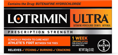 Lotrimin Ultra 1 Week Athlete'S Foot Treatment, Prescription Strength Butenafine Hydrochloride 1%, Cures Most AthleteS Foot Between Toes, Cream, 1.1 Oz