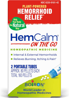 Boiron Hemcalm On The Go Travel Essential For Hemorrhoid Relief Of Pain, Itching, Swelling Or Discomfort - 2 Count (160 Pellets)