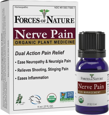 Forces Of Nature Nerve Pain Management, Organic Topical Relief For Neuropathy & Nerve Discomfort, Homeopathic Medicine Supports Relief From Shooting Pains For Back, Hands, Legs & Feet, 1 Fl Oz