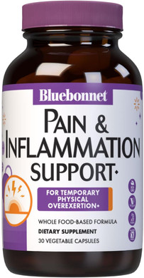 Bluebonnet Nutrition Pain & Inflammation Support, For Temporary Physical Overexertion*, Non-Gmo, Vegan, Kosher Certified, Gluten-Free, Soy-Free, Dairy-Free, 30 Vegetable Capsules, 30 Servings