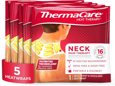 Thermacare Neck & Shoulder Heat Wraps  Pain Relief Heating Pads For Stiff Muscles & Aches  16-Hour Drug-Free Therapy  Hsa/Fsa Eligible  Portable & Discreet, (5 Count)
