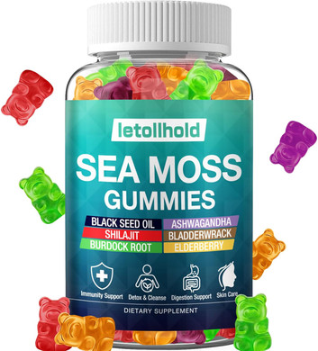Sea Moss Gummies - Irish Sea Moss Gummies Advanced For Adults With Ashwagandha Bladderwrack & Burdock Root For Supports Immune?Energy - 60 Vegan Gummy,3Pcs