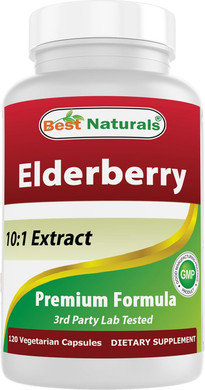 Best Naturals Elderberry Sambucus Nigra Extract 10:1 500 Mg 120 Veg Capsules