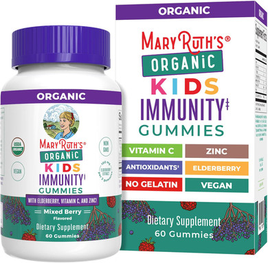 Maryruth Organics Kids Immune Support Gummies | Usda Organic | Vitamin C, Zinc, And Elderberry Gummies For Kids| Immune Support For Ages 4+ | Vegan | Non-Gmo | Gluten Free | 60 Count