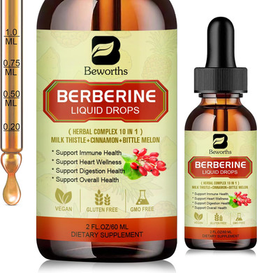 Berberine Hcl Supplement With Ceylon Cinnamon - Liposomal Berberine Phytosome Liquid Drops With Turmeric, Ceylon Cinnamon, Bitter Melon, Milk Thistle, Ampk Activator For Digestion Support