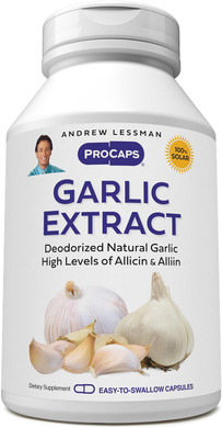 Andrew Lessman Garlic Extract 60 Capsules - Promotes Heart And Cardiovascular Health. Protective Sulfur-Based Compounds. Pure, Gentle, Odorless. No Aftertaste, No Stomach Upset, No Additives