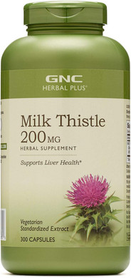 Gnc Herbal Plus Milk Thistle 200Mg Supplement, Vegetarian, Supports Healthy Liver Function, 100 Servings