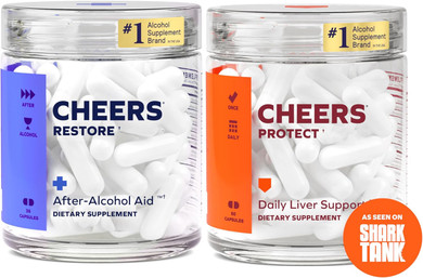Cheers Liver Combo | Restore + Protect | Support Your Liver & Feel Better After Drinking | Dhm, L-Cysteine, Milk Thistle, Prickly Pear, B-Vitamins | 36 Doses Restore, 90 Doses Protect | Supplements