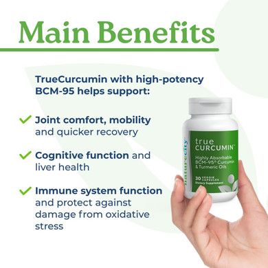Naturecity True-Curcumin Turmeric Supplement | Non-Gmo Tumeric And Curcumin 500Mg Curcuma Capsules Vitamin Supplements | Up To 700% Increase In Absorption (30 Day Supply) | Supports Joints
