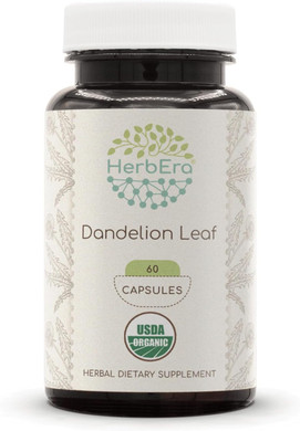 Dandelion Leaf Usda Organic 60 Capsules | Natural Herbal Supplement | Certified Organic Vegetarian Capsules And Organic Dandelion (Taraxacum Officinale) Dried Leaf (60 Capsules)