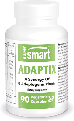 Supersmart - Adaptix - Combination Of 8 Plant Extracts With Adaptogen Properties (Ashwagandha, Astragalus, Ginseng, Reishi) - Stress Relief | Non-Gmo & Gluten Free - 90 Vegetarian Capsules